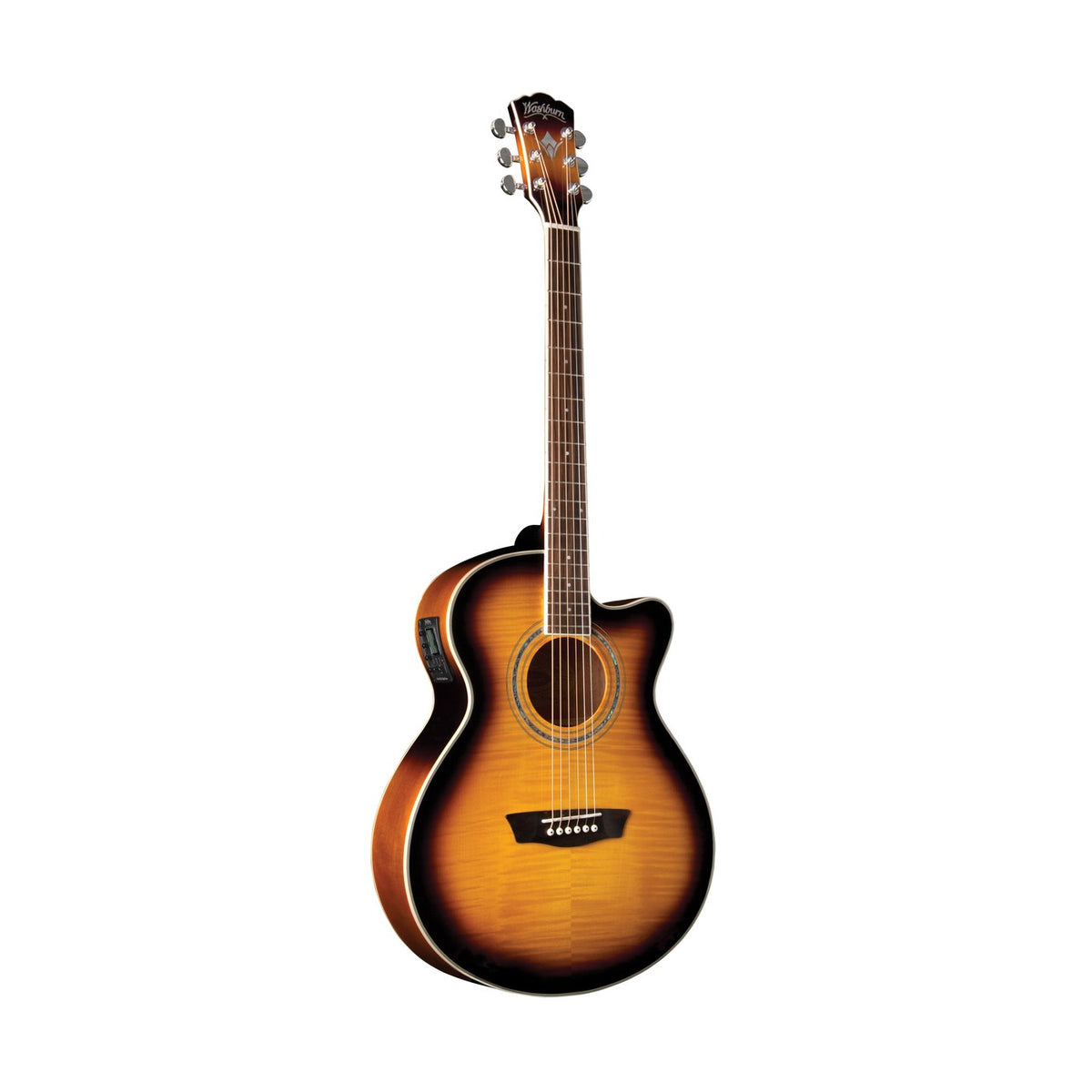 Washburn EA15 Festival Mini Jumbo Acoustic-Electric Guitar – Tobacco Sunburst – full front view