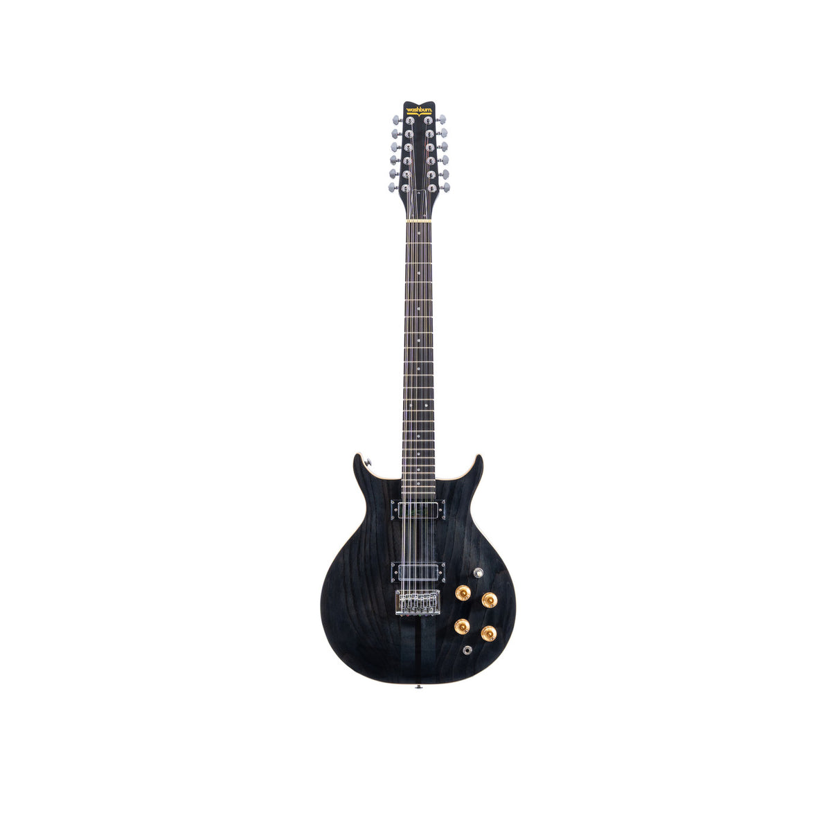 Washburn H12TB Hawk 12-String Electric Guitar – Trans Black – full front view