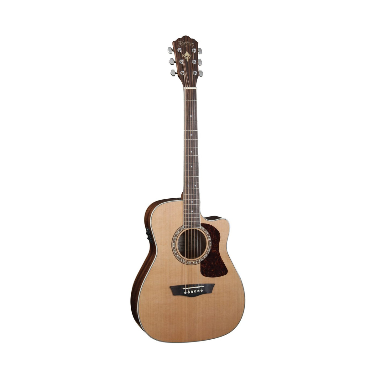 Washburn F11SCE Heritage Folk Cutaway Acoustic-Electric Guitar – Natural Gloss – angled full front