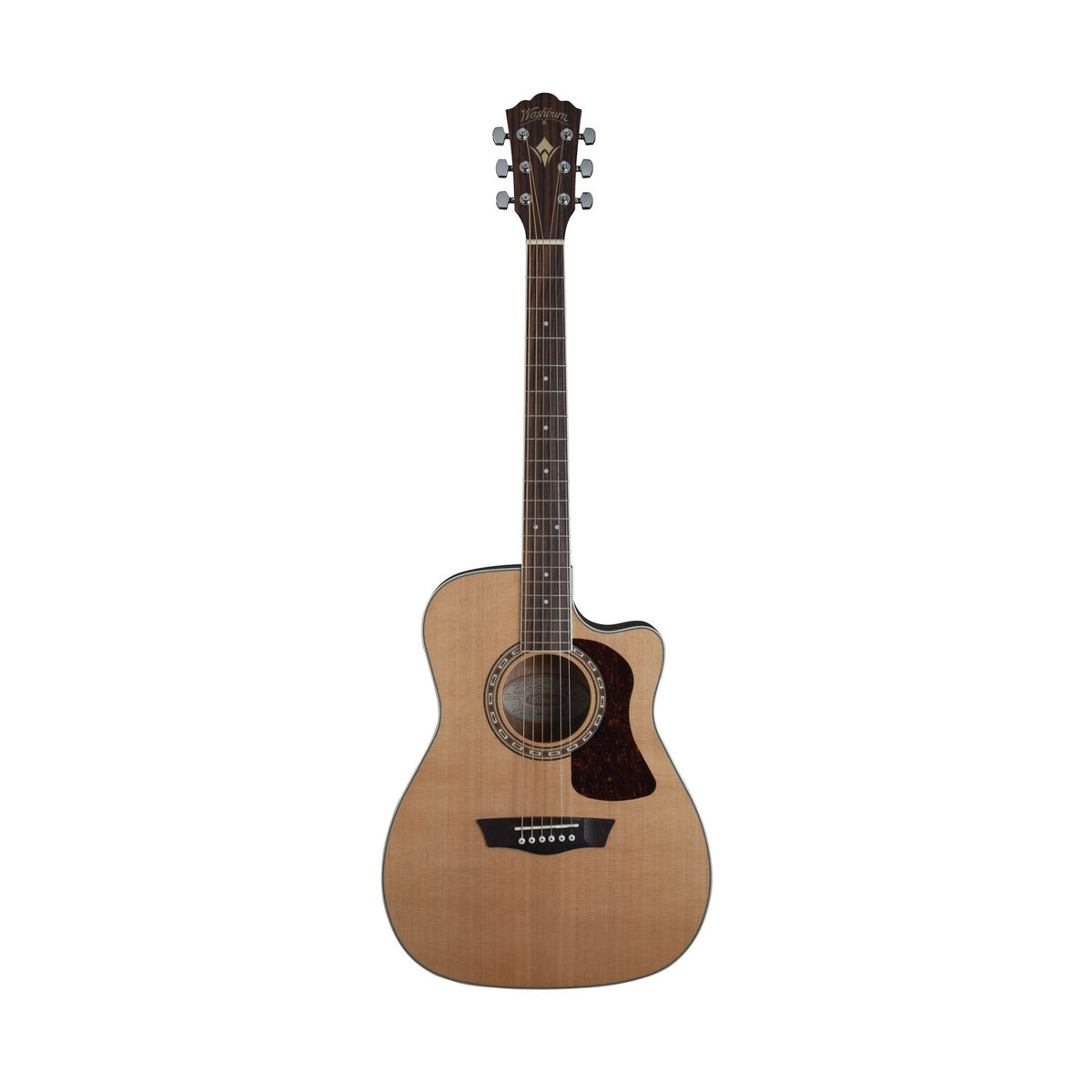 Washburn F11SCE Heritage Folk Cutaway Acoustic-Electric Guitar – Natural Gloss – straight full front