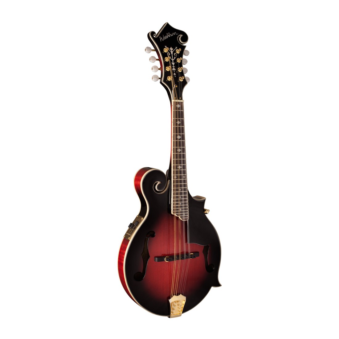 Washburn M3SWE Americana F-Style Electro Mandolin – Trans Wine Red – full instrument front view