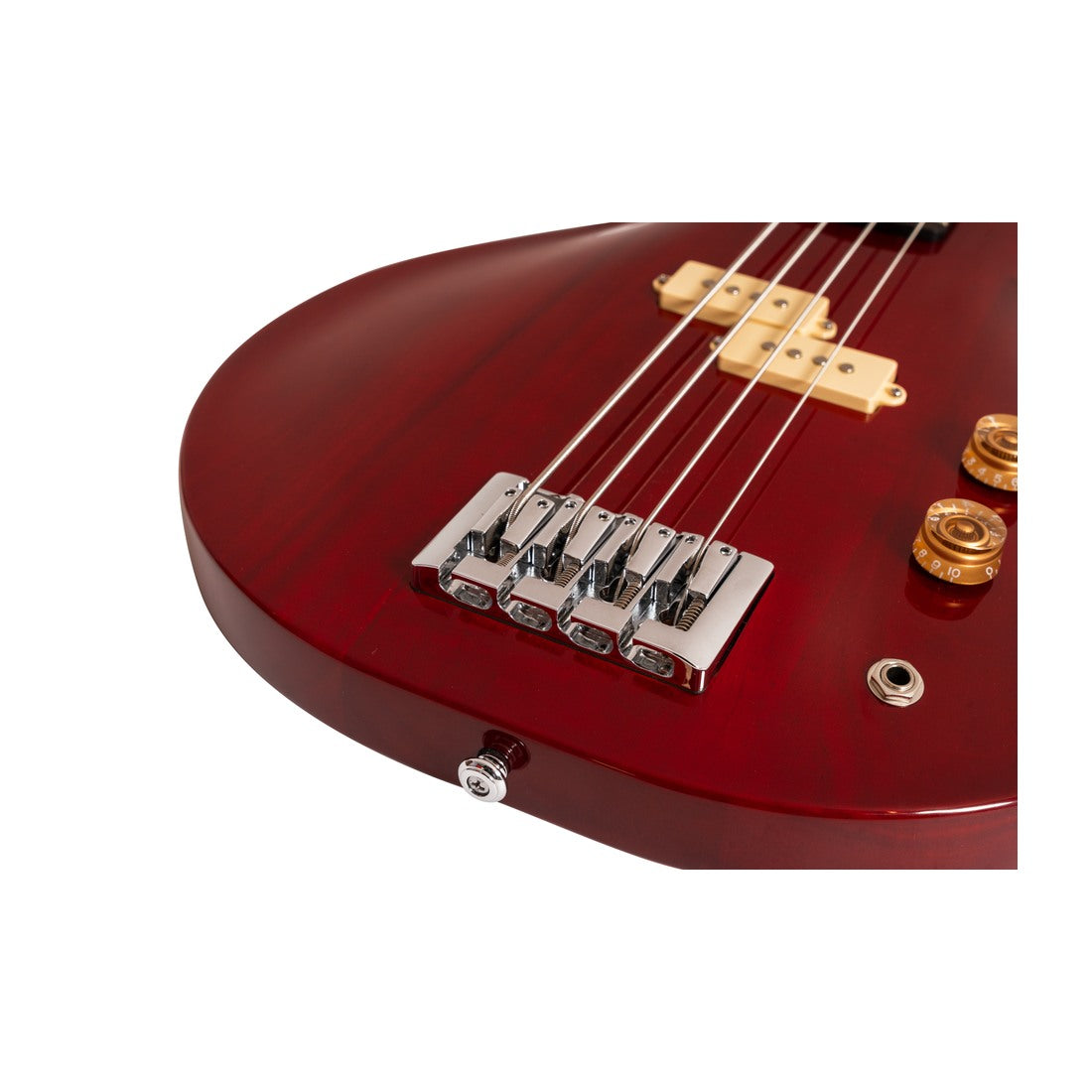 Washburn SB4R Scavenger Electric Bass – Ruby Red – bridge detail
