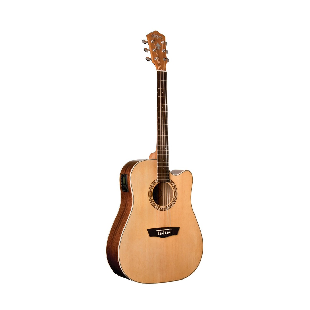 Washburn D7SCE Harvest Dreadnought Cutaway Acoustic-Electric Guitar – Natural Gloss – full front
