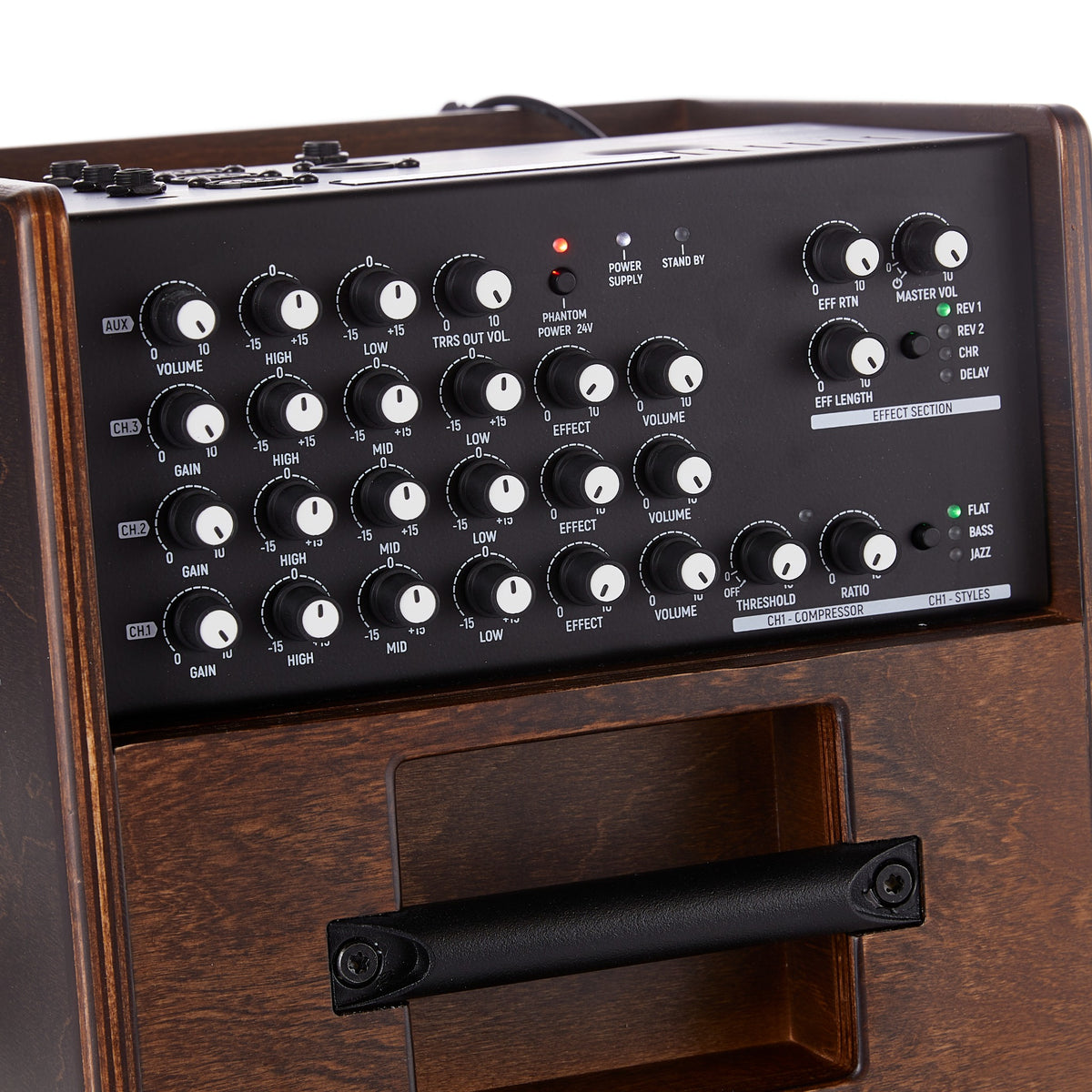 Acus SIMON 5 amplifier mixer control panel close-up