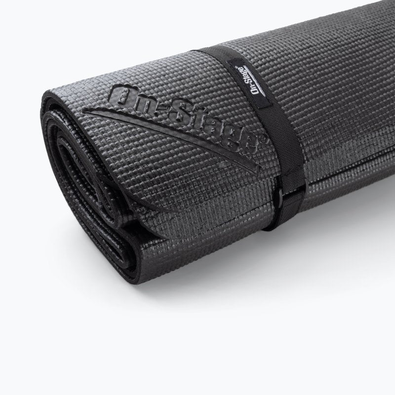 On-Stage DMA4450 4 ft × 4 ft Non-Slip Drum Mat – Black – rolled detail