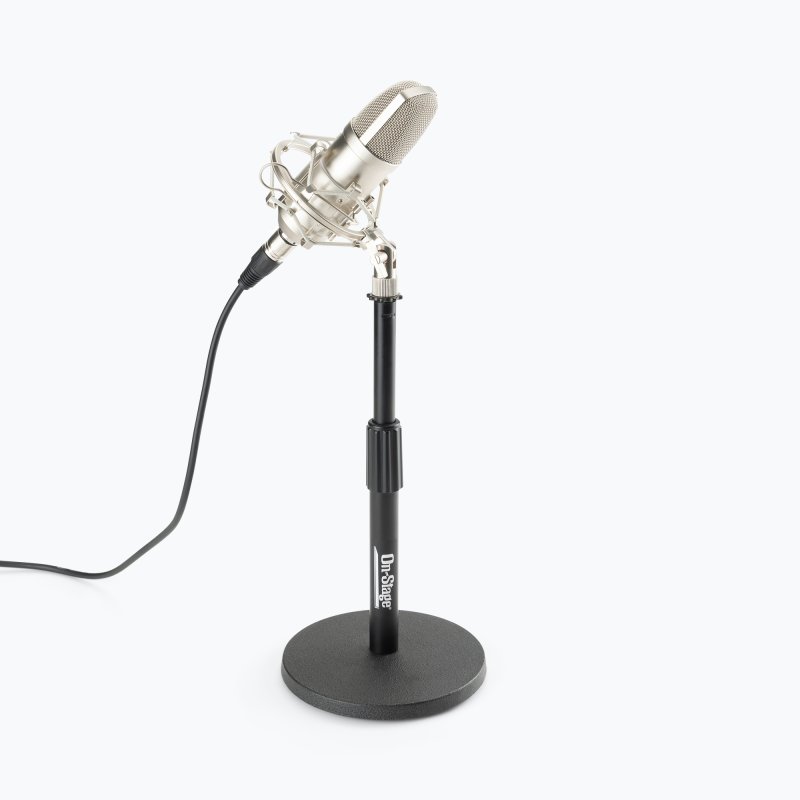 On-Stage DS7200B Adjustable Desktop Microphone Stand – Black – microphone example